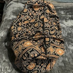 Vera Bradley Olivia in Caffe Latte Duffel Bag Brown, Black, White. EC
